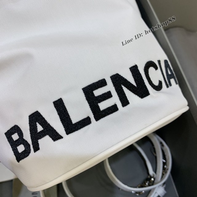 Balenciaga專櫃爆款Balen超輕水桶包 巴黎世家白色帆布手提包 fyj1495